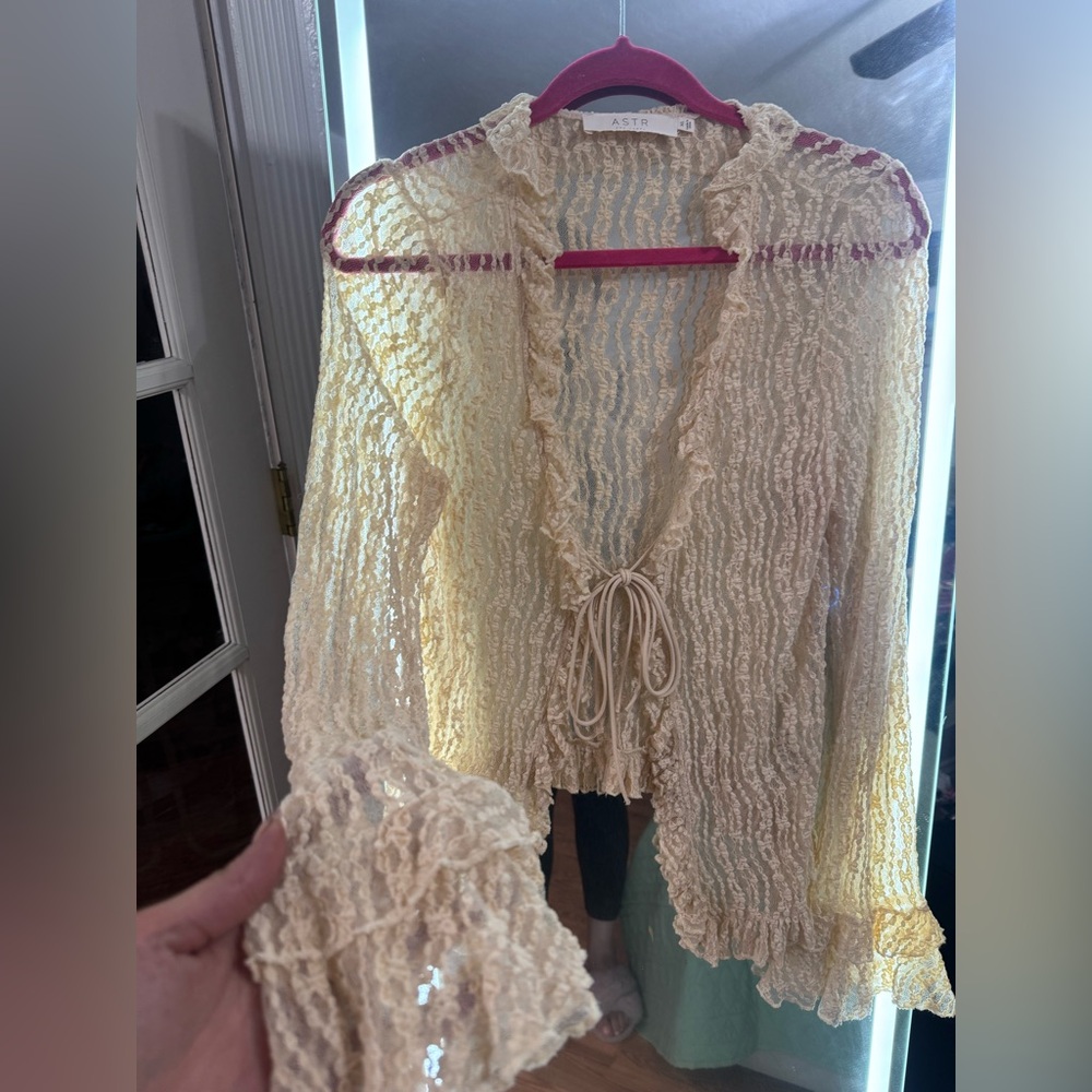 Astr Cream Lace Women's Cardigan